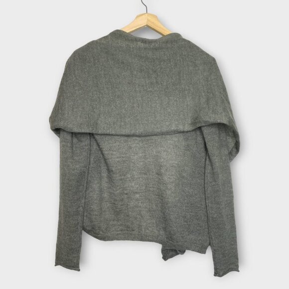 Talbots Open Cardigan Sweater Attached Scarf Grey Size S/M - Picture 2 of 7